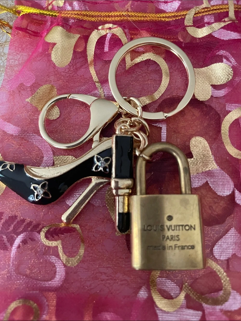 Louis Vuitton Gold Padlock Keychain Charm